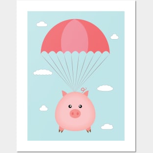 Baby Pig in a Parachute Posters and Art